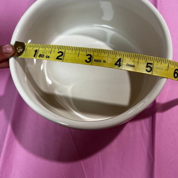 Rae Dunn 6” CHOW DOWN pet bowl ivory ceramic - Picture 2 of 7